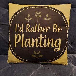 Decorative Yellow and Brown Pillowcase - I'd Rather Be Planting